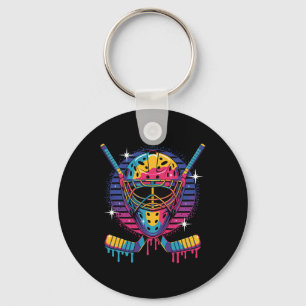 Hockey Målvaktsmask dröper färg Vaporwave Dropp H Nyckelring