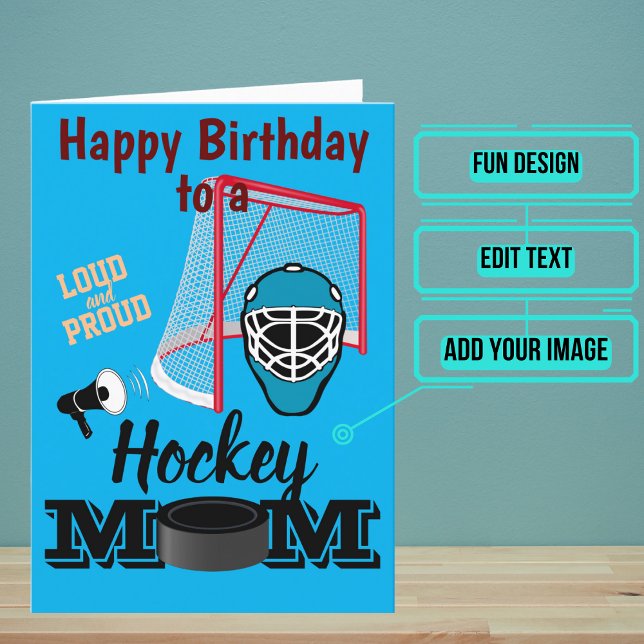 Hockey Mamma Birthday Kort (Mom is at every game and always there to shout her support.)