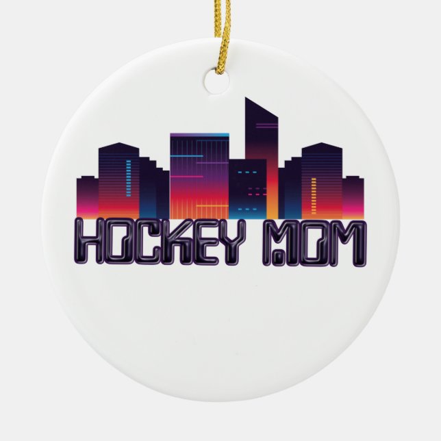Hockey Mamma City Skyline Julgransprydnad Keramik (Framsidan)