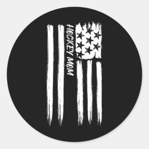 Hockey Mamma Flagga Sport Patriotisk Usa Amerikans Runt Klistermärke