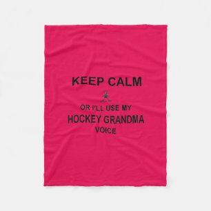 Hockey Mamma - Grandma Behålla Lugn Krona Blanket Fleecefilt