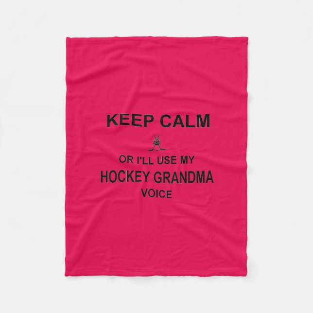 Hockey Mamma - Grandma Behålla Lugn Krona Blanket Fleecefilt (Framsidan)