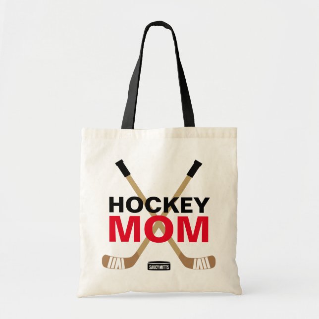 Hockey Mamma Hockey Sticks och Puck Personalize Tygkasse (Framsidan)