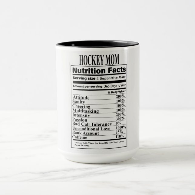Hockey Mamma Nutrition Facts Mugg (Center)