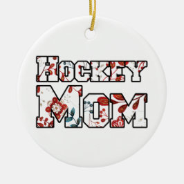 Hockey Mamma Red Blue Blommigt Julgransprydnad Keramik