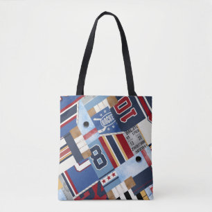 Hockey Mamma Vintage Old Time Ice Hockey Patchwork Tygkasse