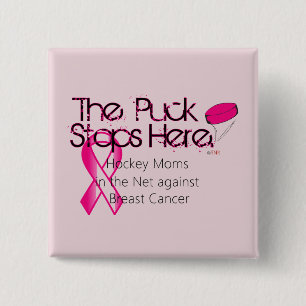 Hockey Mammor i Net - Breast Cancer Button Knapp