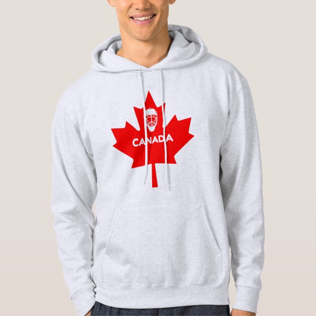 Hockey Mask on Canada Maple Löv Tröja Med Luva (Framsida)
