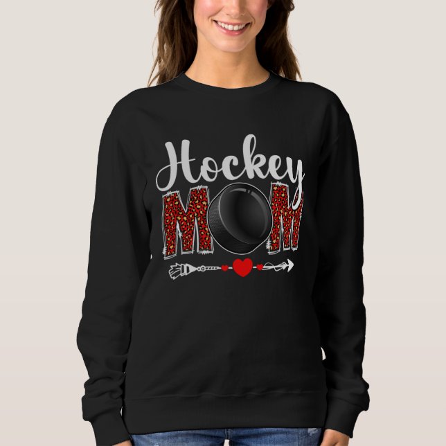Hockey Mom Leopard  Sports Players Mother s Day T Shirt (Framsida)
