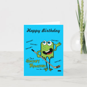 Hockey Monster Grönt Greeting Card Kort