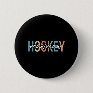 Hockey Mormor Retro Vintage Hockey Spelare Älskare Knapp