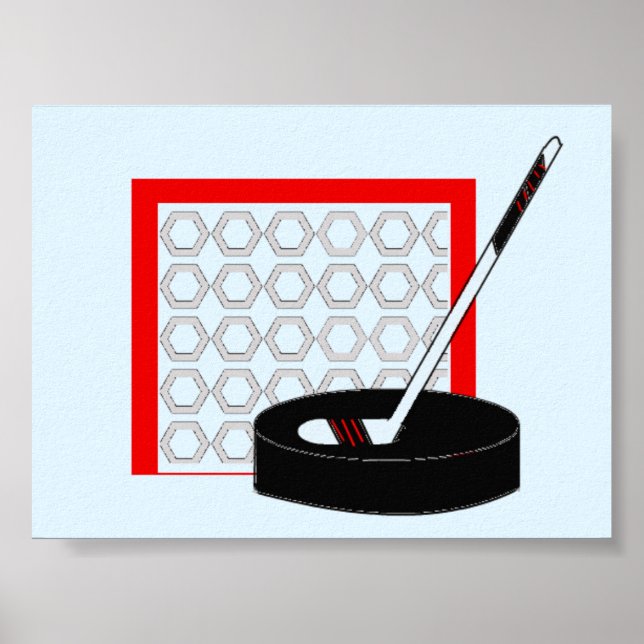 Hockey Net, Stick och Puck Poster (Framsidan)