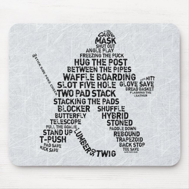 Hockey Netminder Ord Art Mousemat Musmatta (Framsidan)