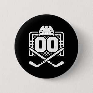 Hockey Number 00 Tröja Rolig Hockeyspelare Spel D Knapp