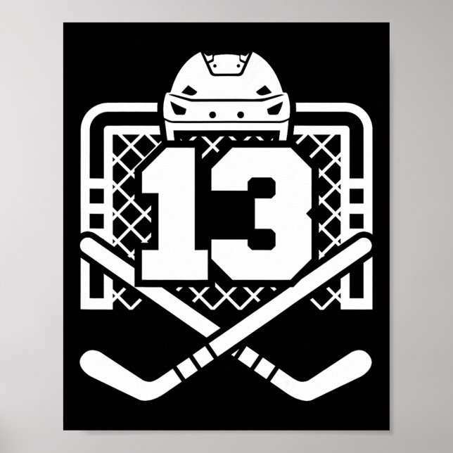 Hockey Number 13 Jersey Funny Hockey Player Game D Poster (Framsidan)