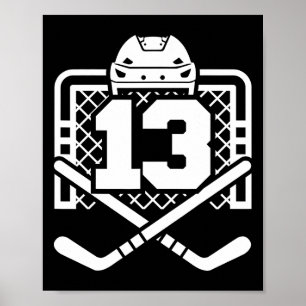 Hockey Number 13 Tröja Rolig Hockeyspelare Spel D Poster