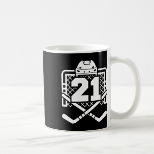 Hockey Nummer 21 Tröja Rolig Hockeyspelare Spel D Kaffemugg