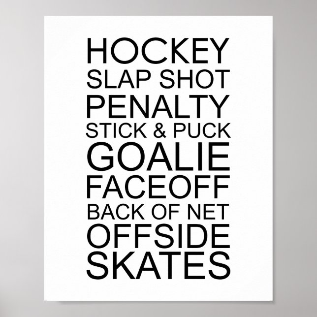 Hockey Ord Typography Poster (Framsidan)