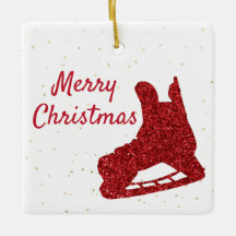 Hockey Ornament - Red gnistra skridskor och spelar