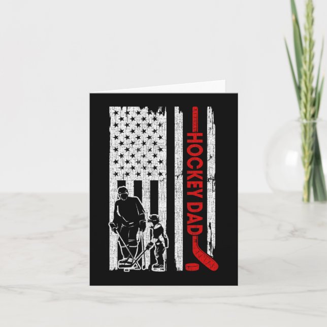 Hockey Pappa Amerikansk Flagga Fars Dag Present fö Kort (Framsida)