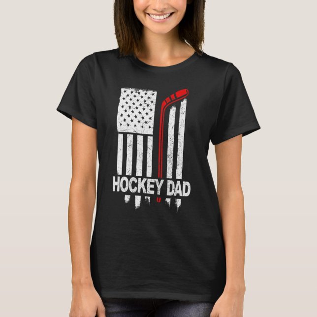 Hockey Pappa pappa Pucking American Flagga Far Day T Shirt (Framsida)