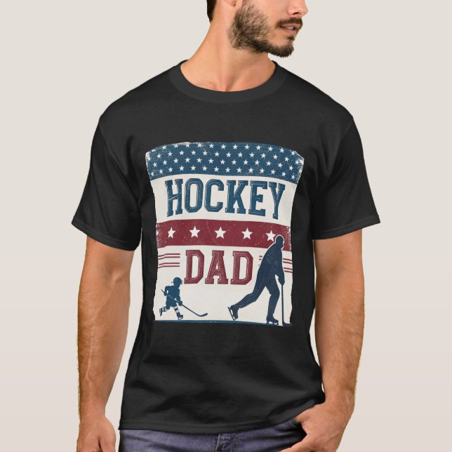 Hockey PAPPA USA flagga T-Shirt (Framsida)