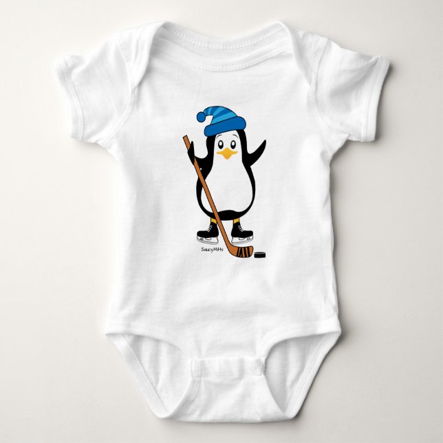 Hockey Penguin Infant Romper Tee Shirt (Framsida)