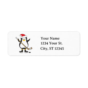 Hockey Penguin Returadress jul Etikett