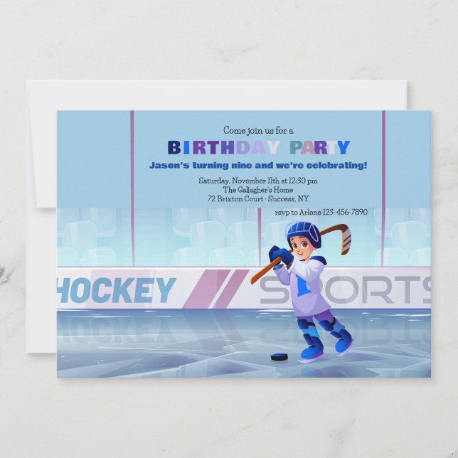 Hockey Player Birthday-inbjudan Inbjudningar (Framsida)