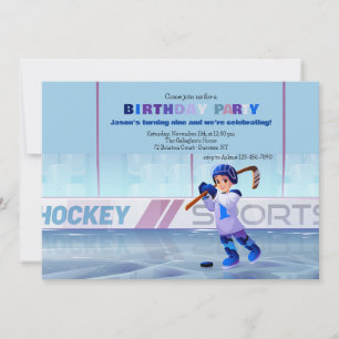 Hockey Player Birthday-inbjudan Inbjudningar
