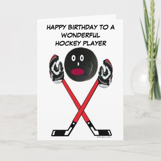 Hockey Player Birthday Kort (Framsida)