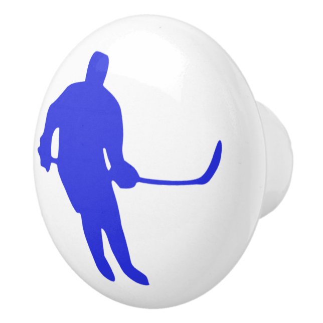 Hockey Player Blue decal knobs dresser eller fackl Knopp (Höger)