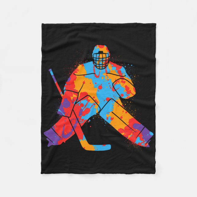 Hockey Player Colorful Goalkeeper Boys Ice Hockey  Fleecefilt (Framsidan)
