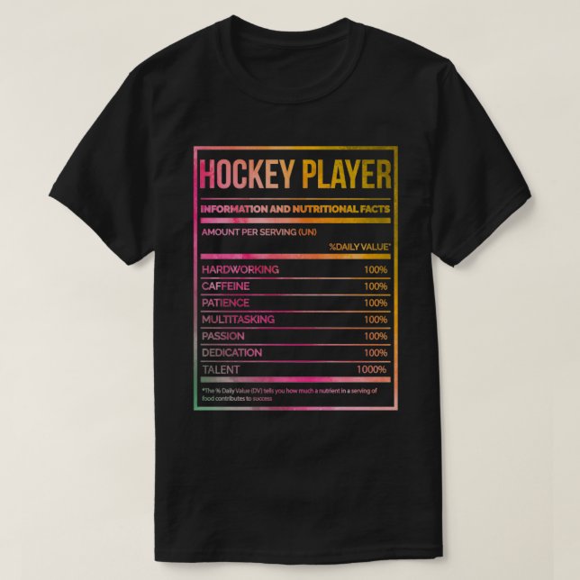 Hockey Player Funny Hockey Nutrition Label in Wate T Shirt (Design framsida)