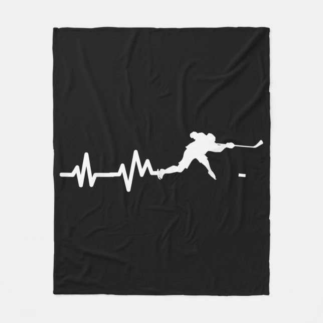 Hockey Player Heartslag Ice Hockey Fleecefilt (Framsidan)