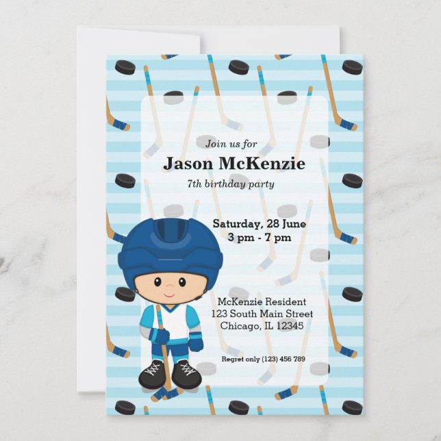 Hockey Player Inbjudningar (Framsida)