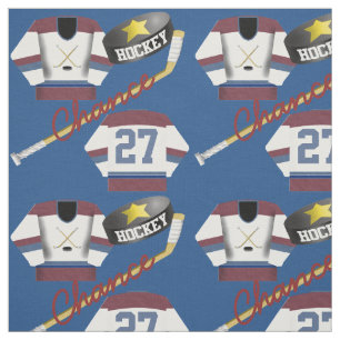 Hockey Player Jersey Puck och Stick Namn Tyg
