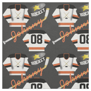 Hockey Player Jersey Puck och Stick Namn Tyg
