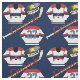 Hockey Player Jersey Puck och Stick Namn Tyg
