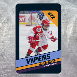 Hockey Player Keepsaké på Vibrant Violet Magnet