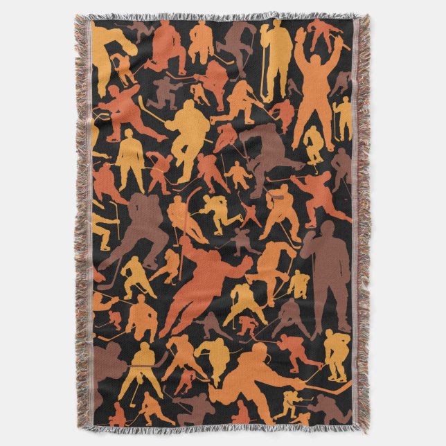 Hockey Player Mönster Throw Blanket Filt (Framsidan Vertikal)