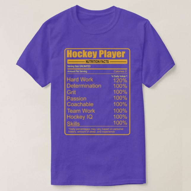 Hockey Player Nutrition Facts T Shirt (Design framsida)
