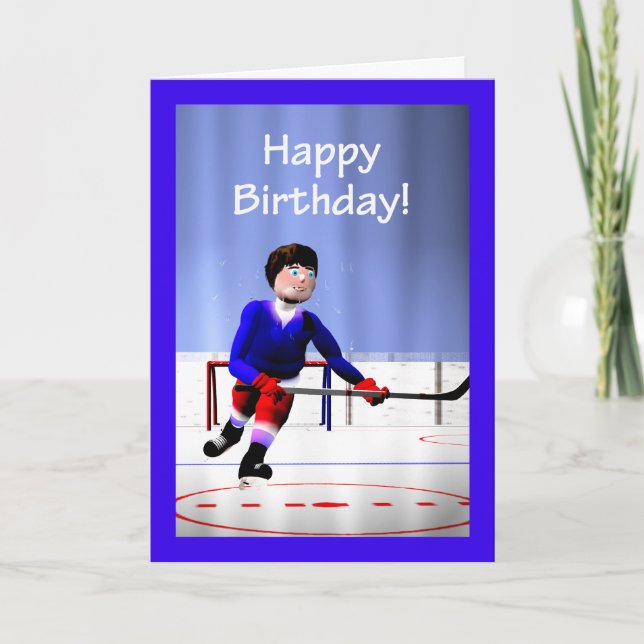 Hockey Player Overtime Birthday Kort (Framsida)