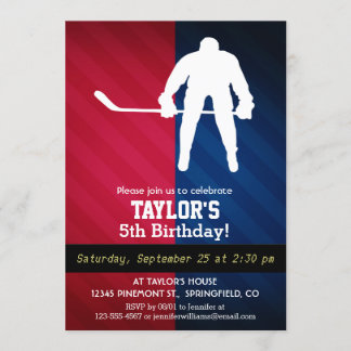 Hockey Player; Red, White och Blue Inbjudningar
