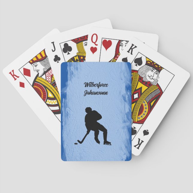 Hockey - Player Silhouette and Puck Personalize Casinokort (Baksidan)