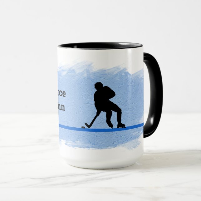 Hockey - Player Silhouette and Puck Personalize Mugg (Framsida höger)