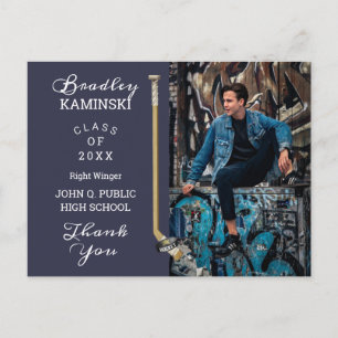 Hockey Player Sports Studenten Photo Tack Po Vykort