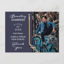 Hockey Player Sports Studenten Photo Tack Po Vykort