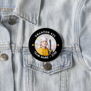 Hockey Player Team Photo Your Färg Personlig Knapp