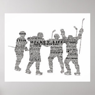 Hockey Player team tränar Motivational Ord Art Pos Poster